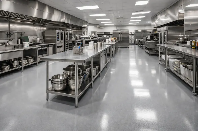 Commercial kitchen seamless epoxy floor Duval County