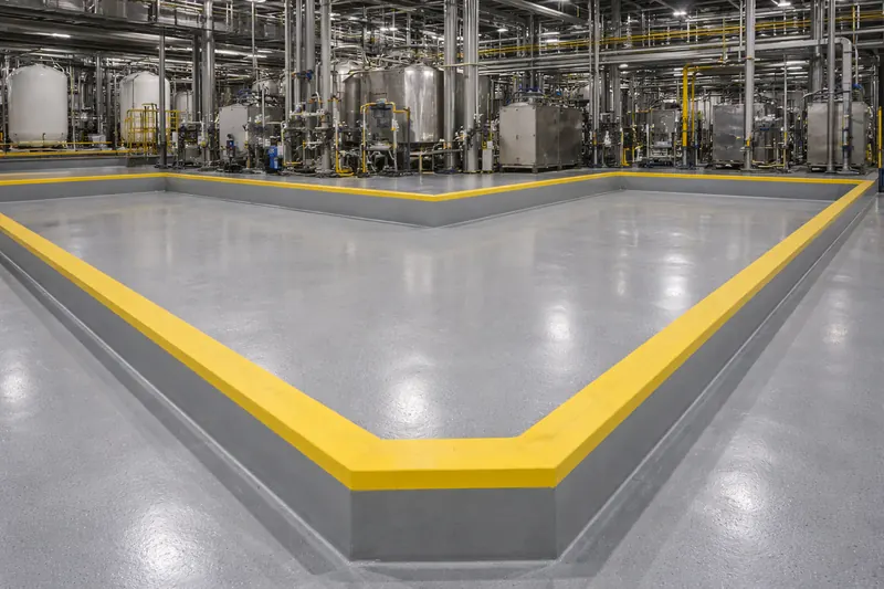 Secondary containment area with chemical-resistant floor coating Duval County