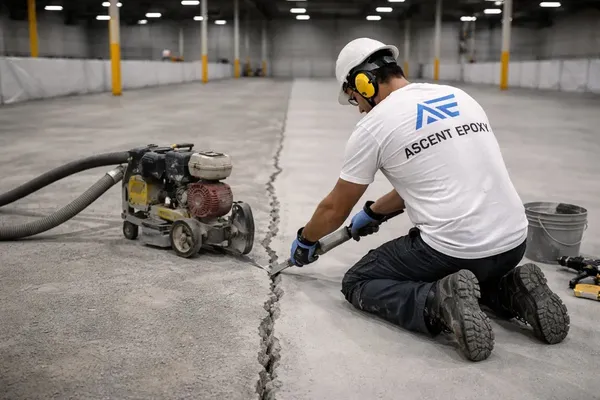 Industrial floor crack repair and substrate preparation Duval County