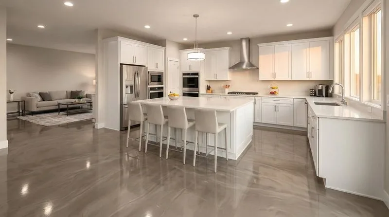 Kitchen metallic pearl epoxy floor