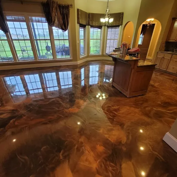 Metallic swirl pattern epoxy floor Duval County
