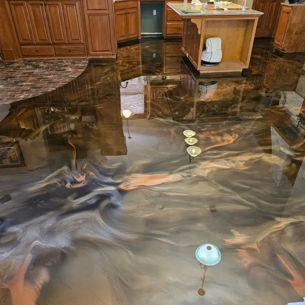 Metallic silver blue epoxy floor Duval County