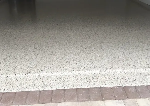 Garage light tan flake epoxy floor