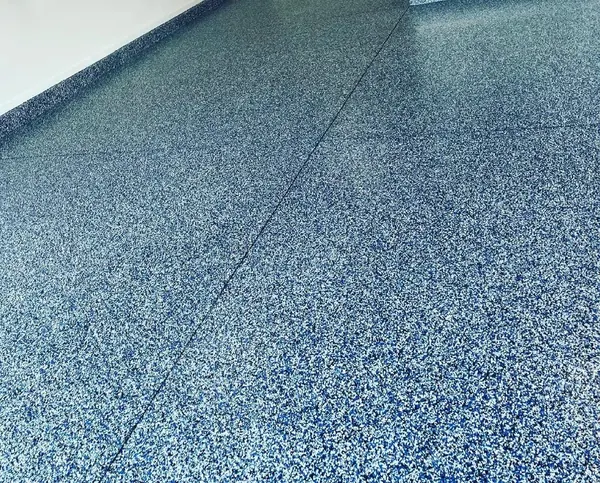 Blue and white flake garage epoxy floor coating Duval County
