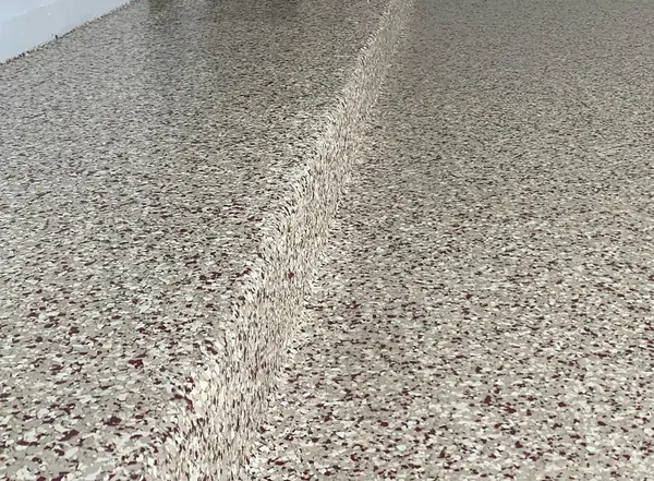Garage step tan flake epoxy floor